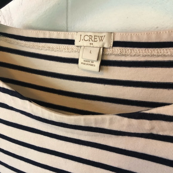J. Crew Modified Boat Neck Striped Long Sleeve - Picture 2 of 5